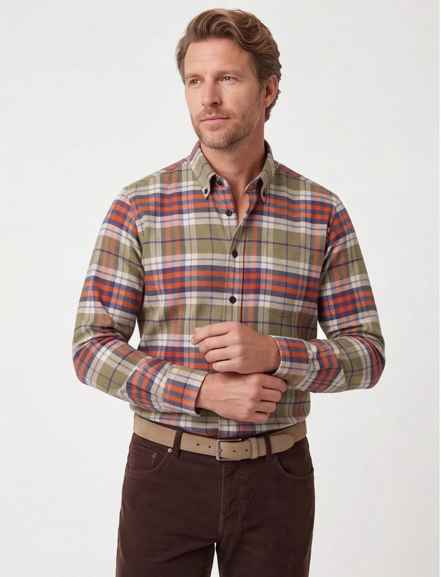 casual overhemd beige Portofino Regular Fit