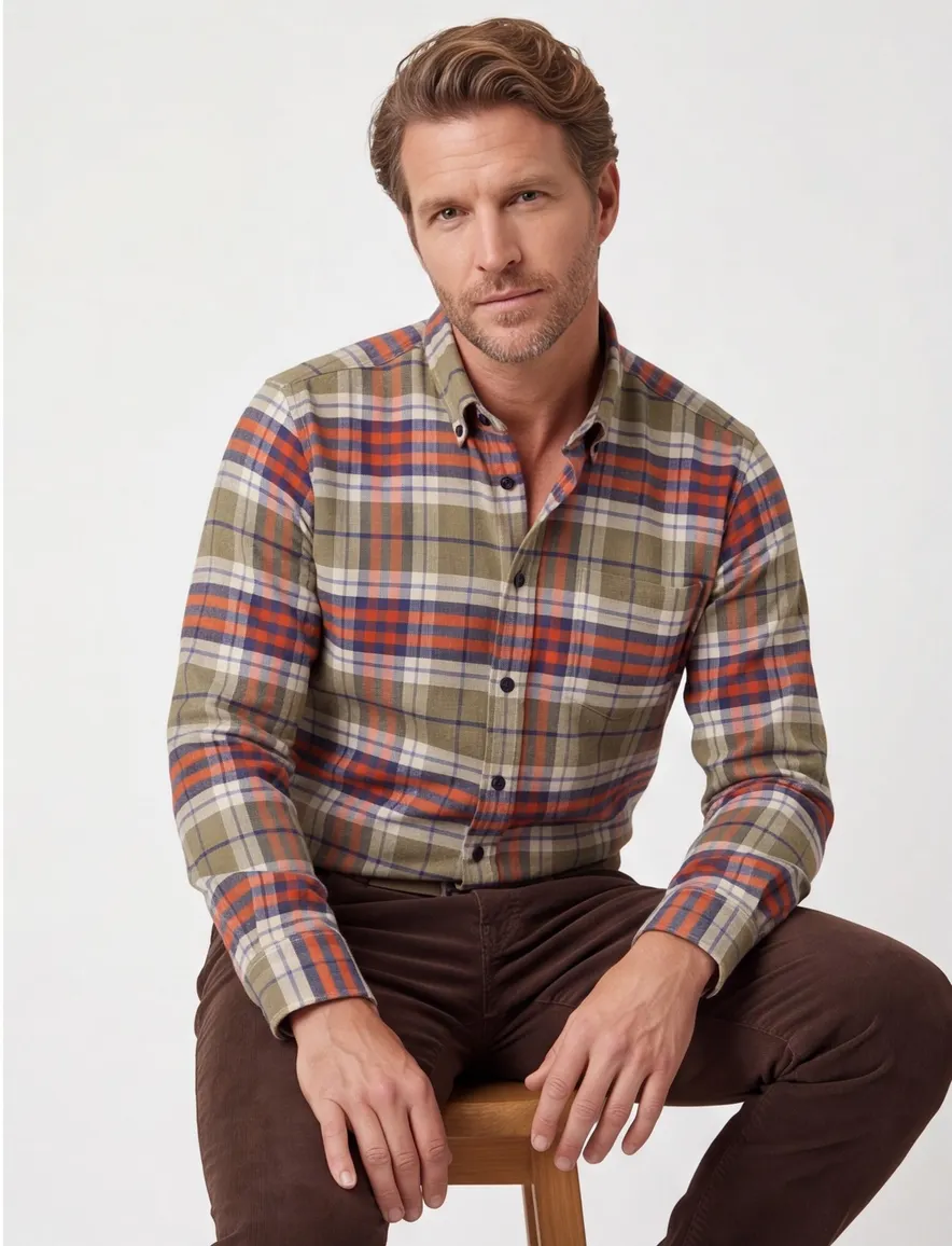 casual overhemd beige Portofino Regular Fit