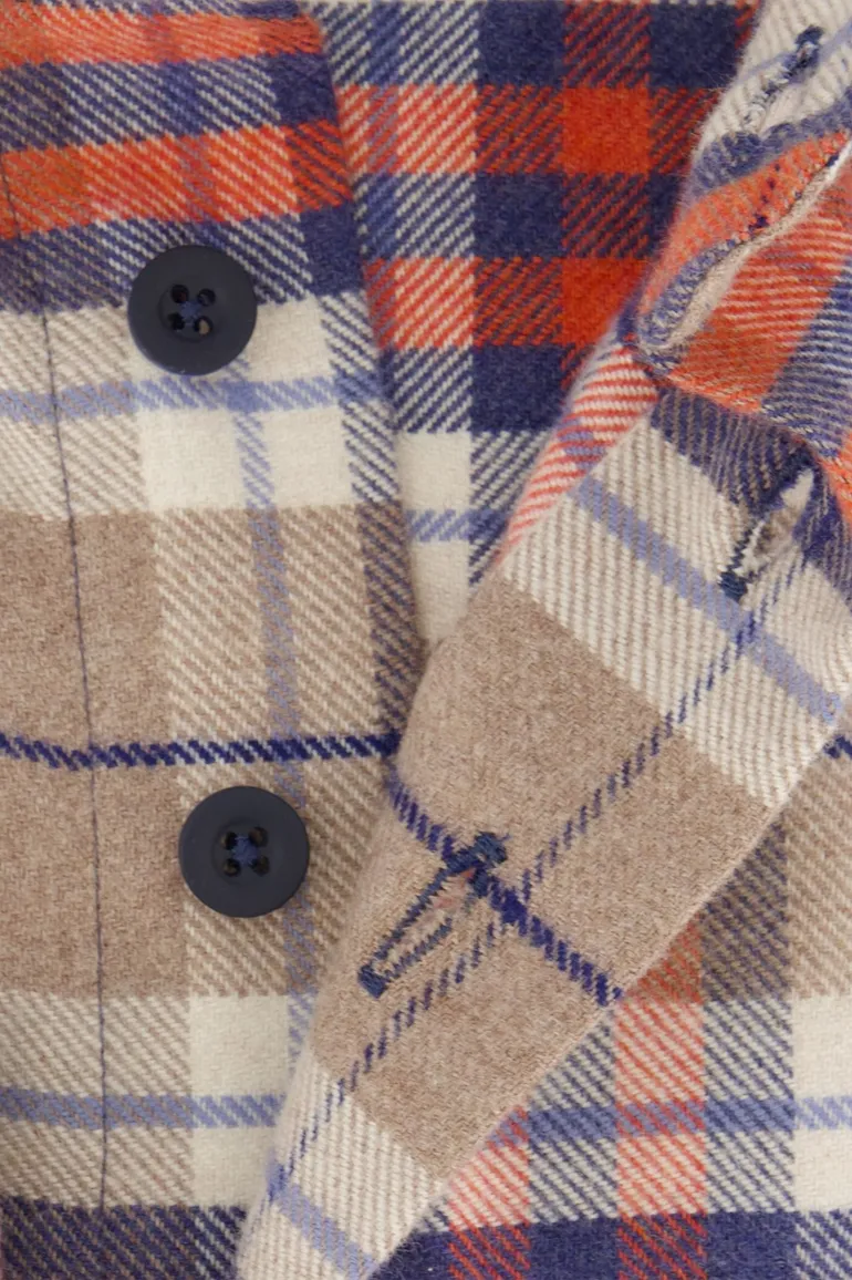 Portofino Regular Fit casual overhemd beige geruit
