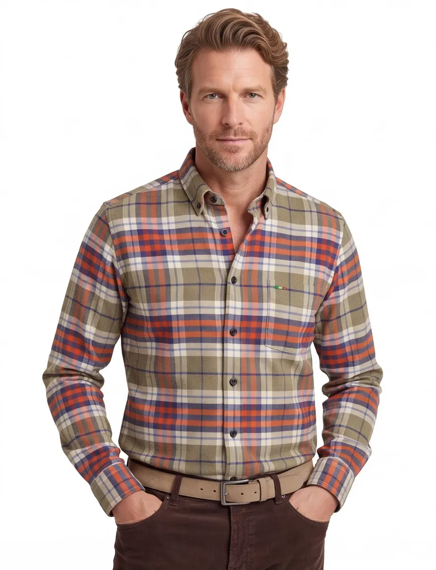 casual overhemd beige Portofino Regular Fit