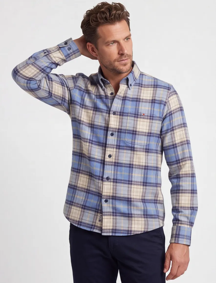 casual overhemd blauw Portofino Regular Fit