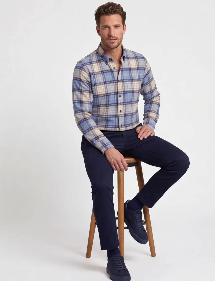 casual overhemd blauw Portofino Regular Fit