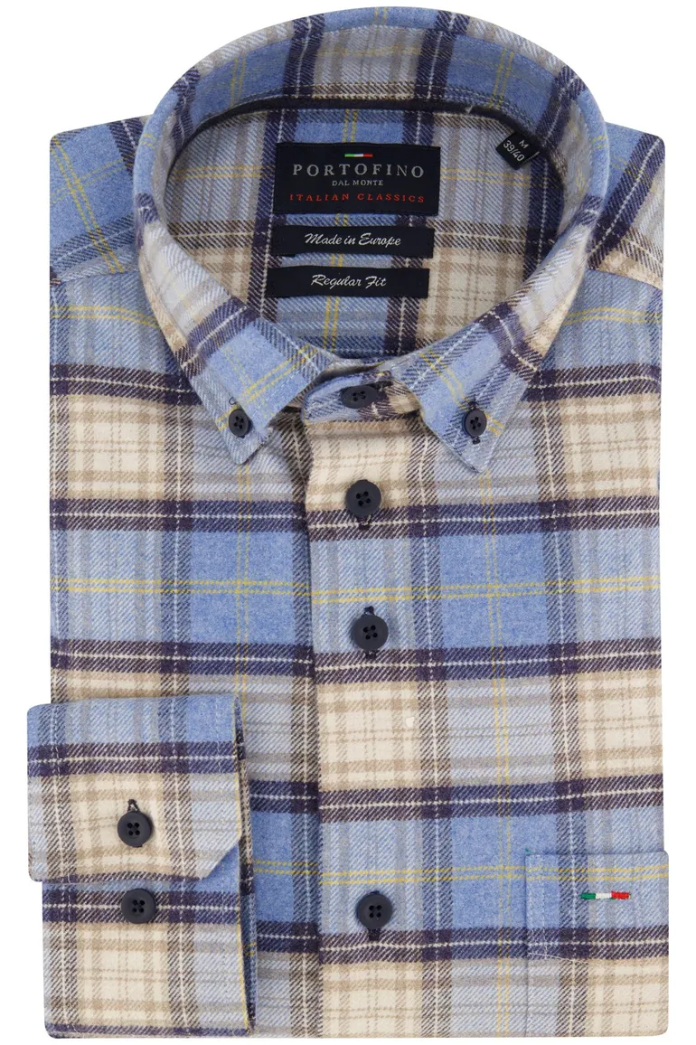 casual overhemd blauw Portofino Regular Fit