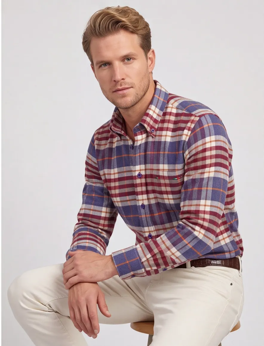 casual overhemd rood Portofino Regular Fit