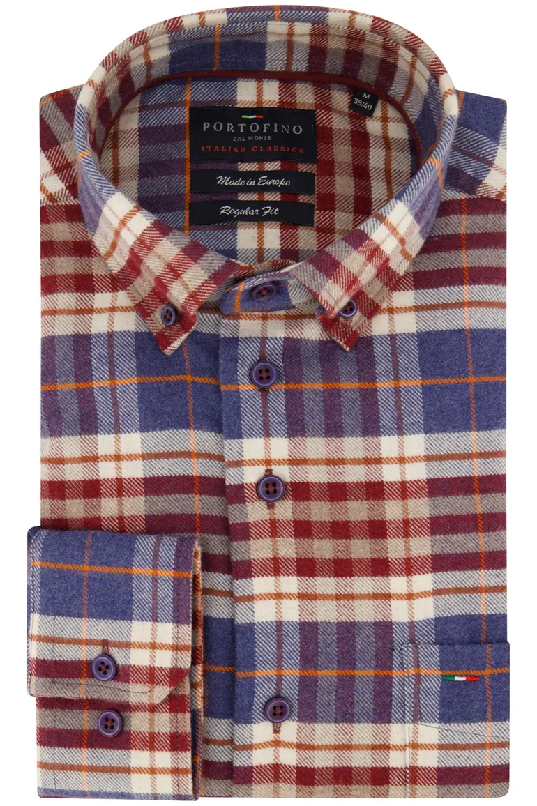 casual overhemd rood Portofino Regular Fit