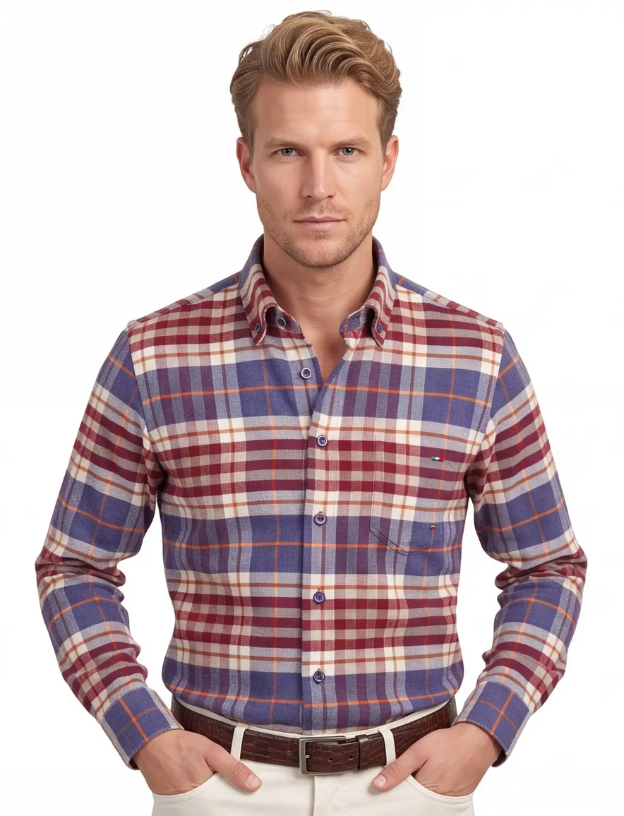 casual overhemd rood Portofino Regular Fit