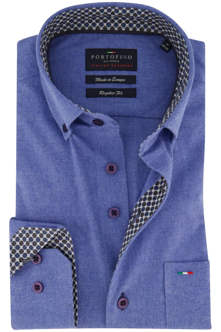 100% katoenen Portofino overhemd middenblauw