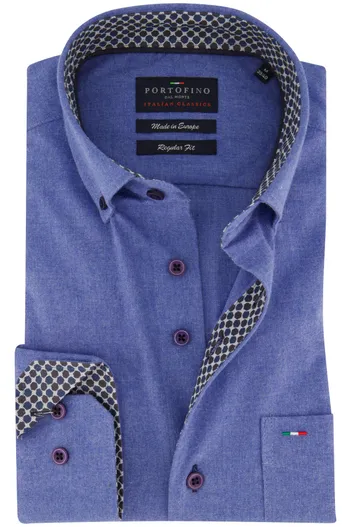 Portofino Portofino overhemd middenblauw 100% katoen