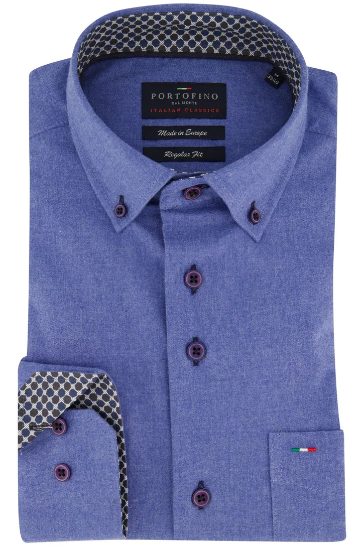 100% katoenen Portofino overhemd middenblauw
