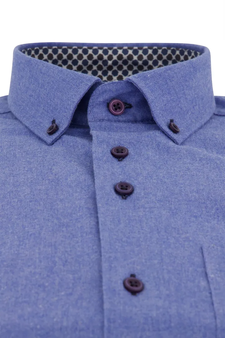 100% katoenen Portofino overhemd middenblauw