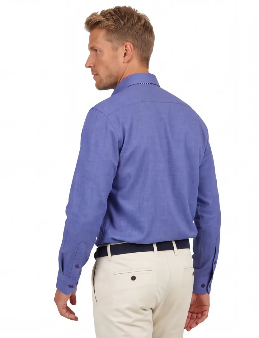 100% katoenen Portofino overhemd middenblauw