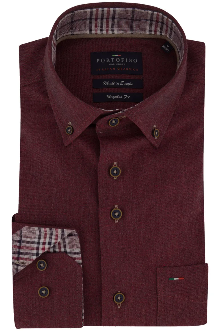 Portofino overhemd bordeaux met borstzak