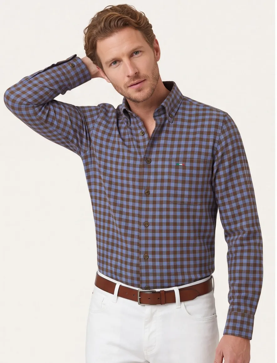 Portofino wijde fit casual overhemd paars