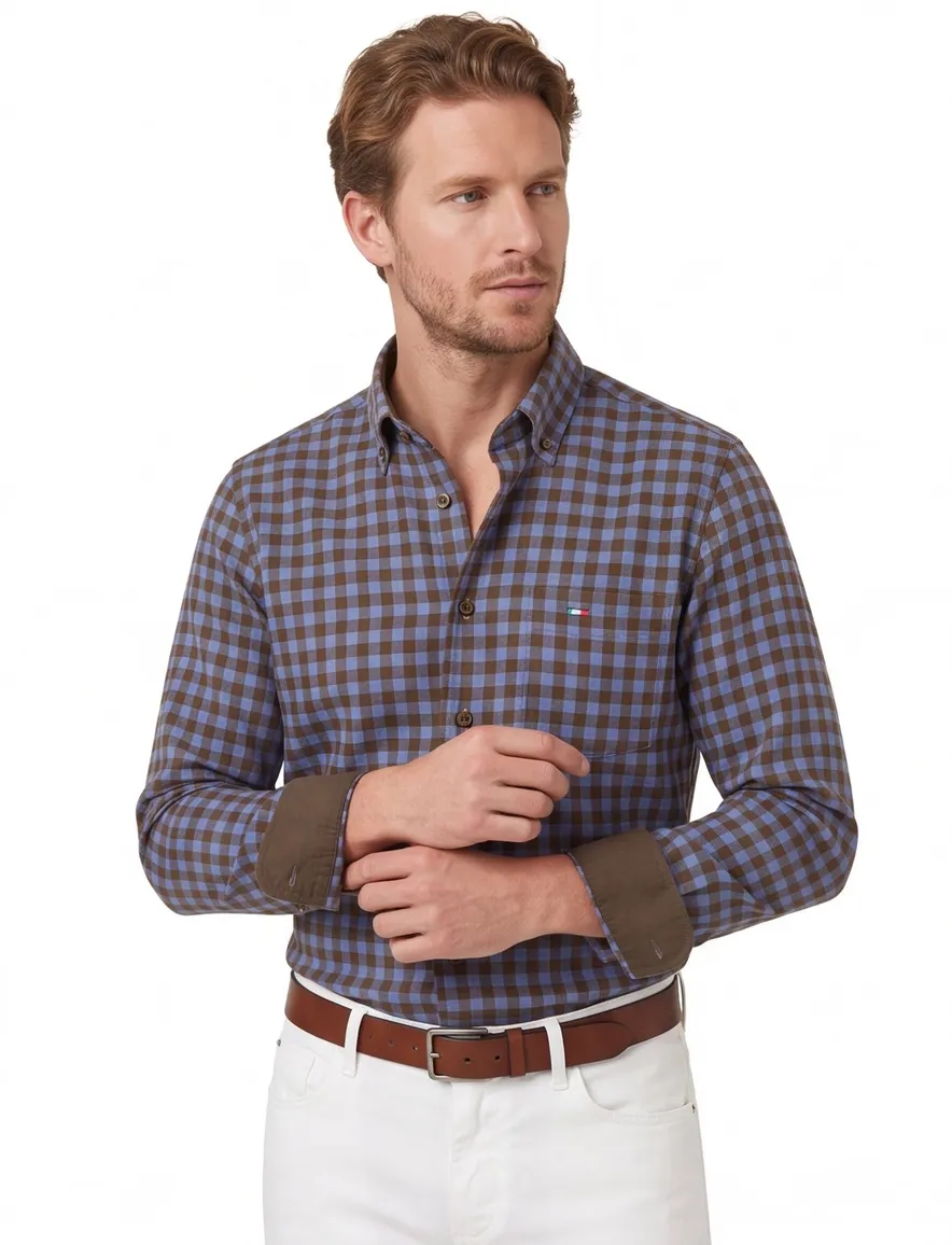 Portofino wijde fit casual overhemd paars