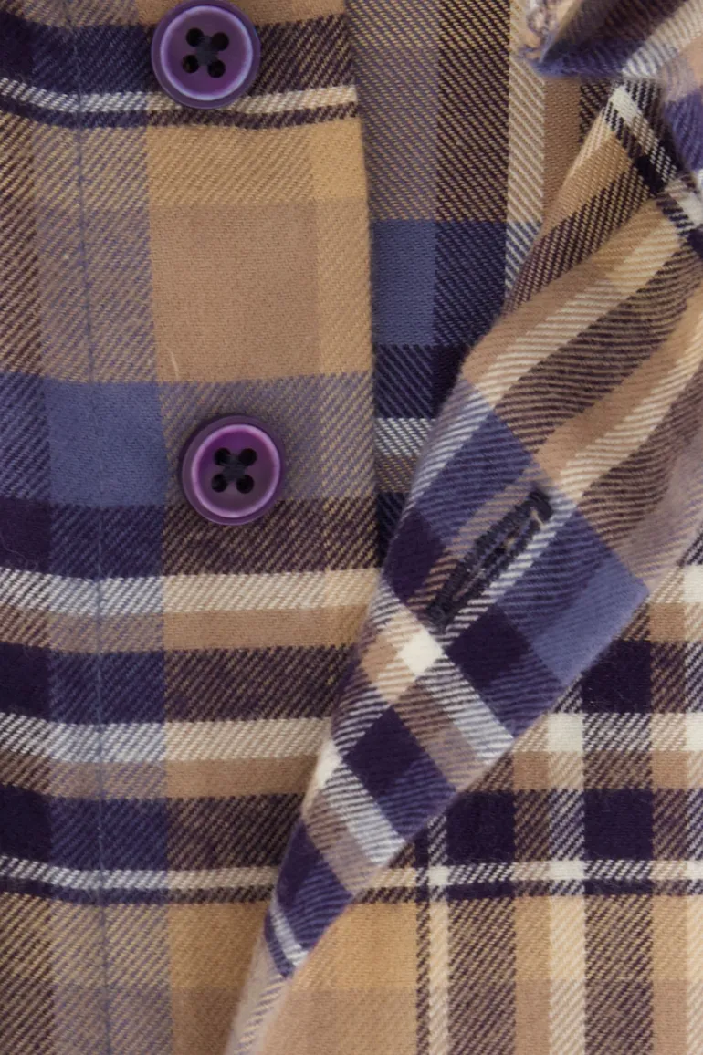 Portofino overhemd Regular Fit beige geruit flanel
