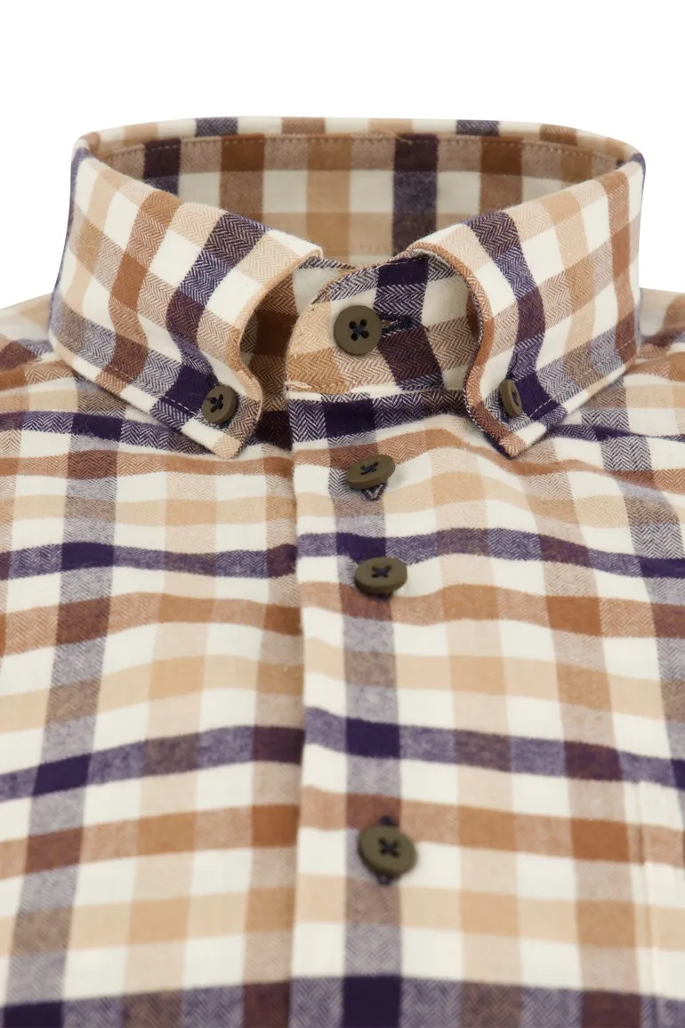 Beige geruit Portofino overhemd flanel