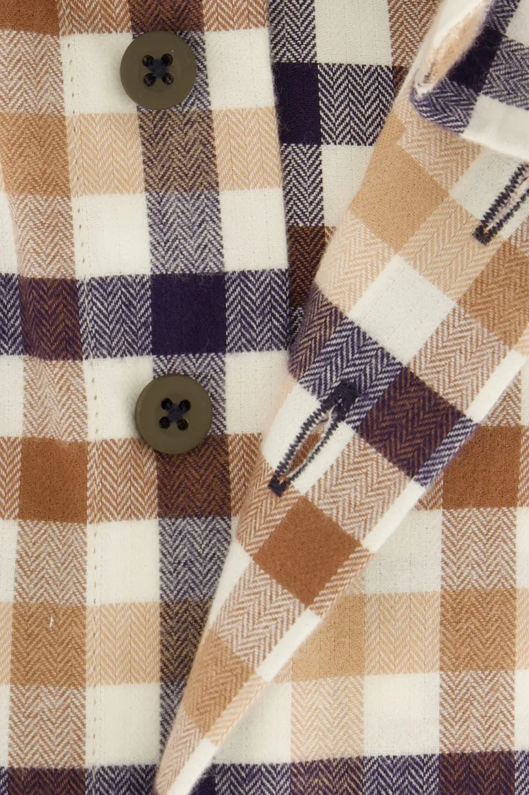 Beige geruit Portofino overhemd flanel