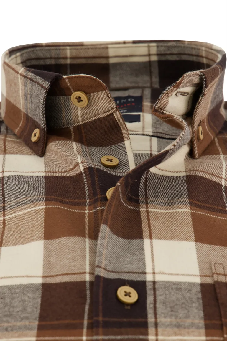 casual overhemd bruin Portofino Regular Fit