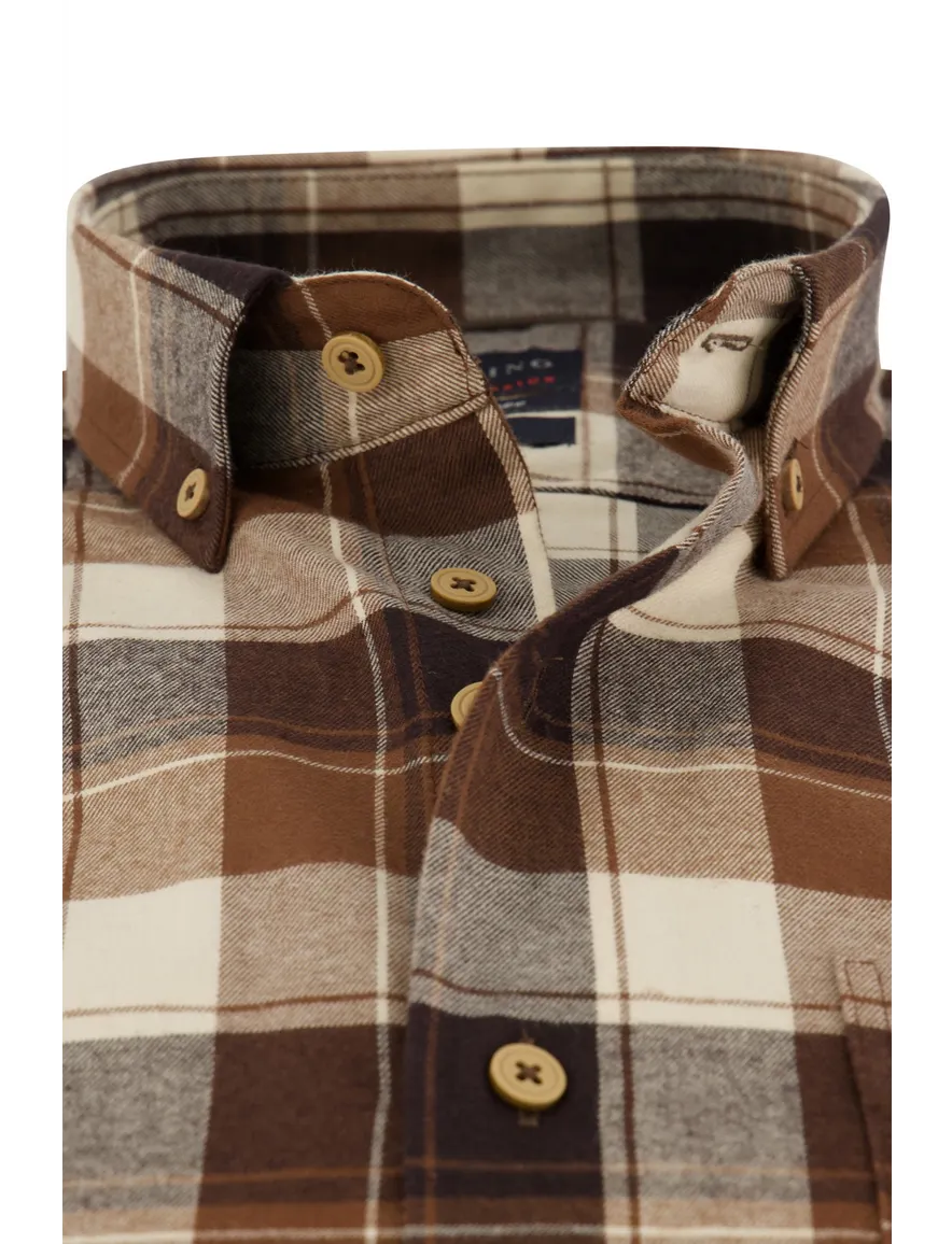 casual overhemd bruin Portofino Regular Fit