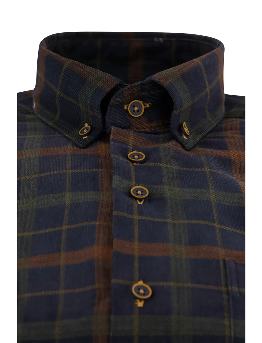 Portofino overhemd blauw geruit flanel
