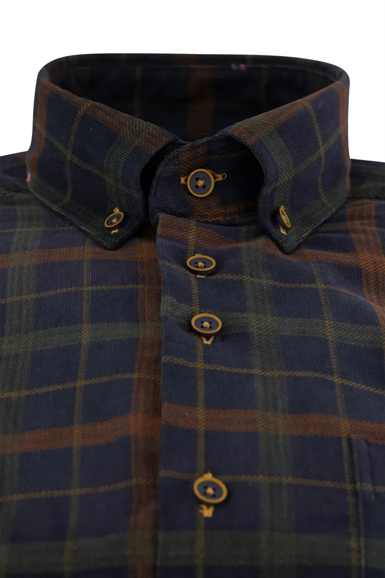 Portofino overhemd blauw geruit wijde fit