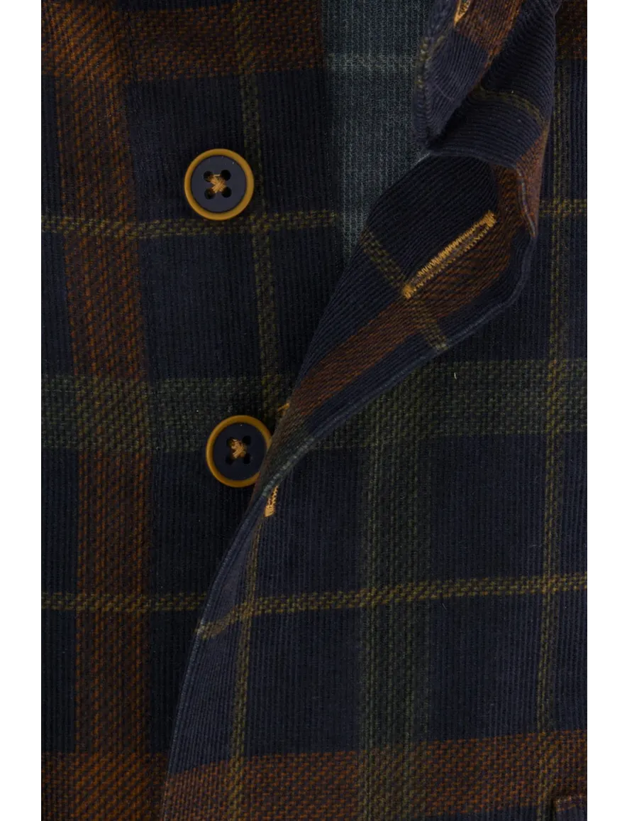Portofino overhemd blauw geruit flanel