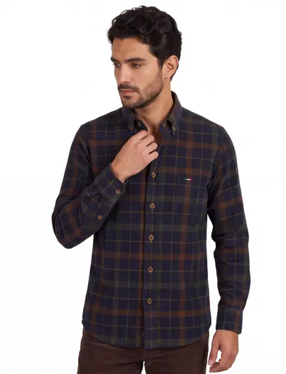 Portofino Portofino overhemd blauw geruit wijde fit