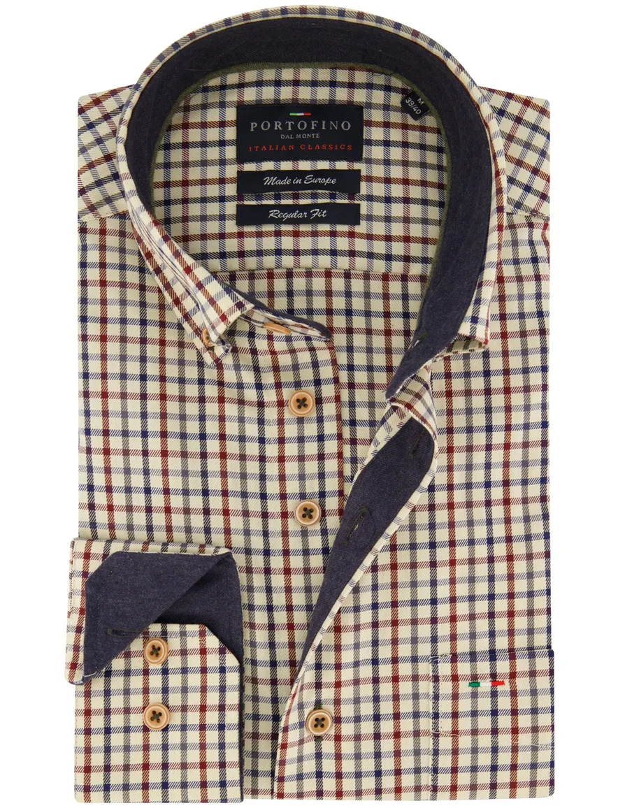 casual overhemd beige Portofino Regular Fit