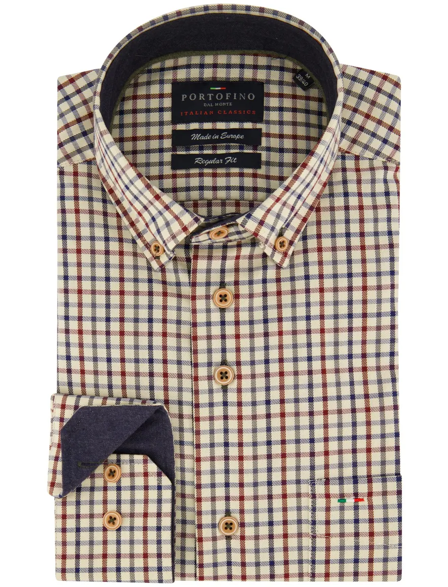 casual overhemd beige Portofino Regular Fit