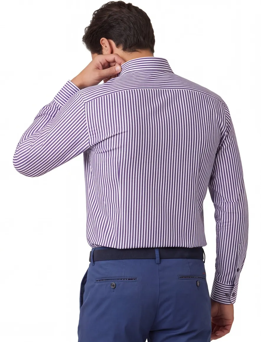 Portofino overhemd donkerblauw gestreept