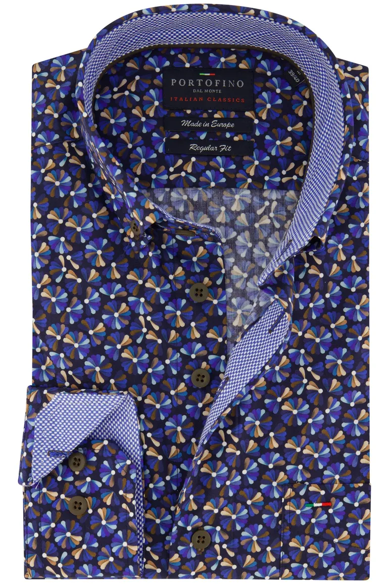 casual overhemd blauw Portofino Regular Fit