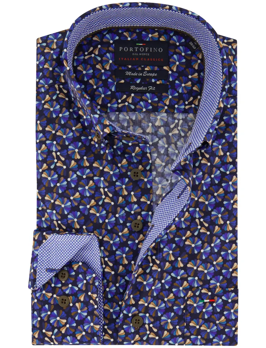 casual overhemd blauw Portofino Regular Fit