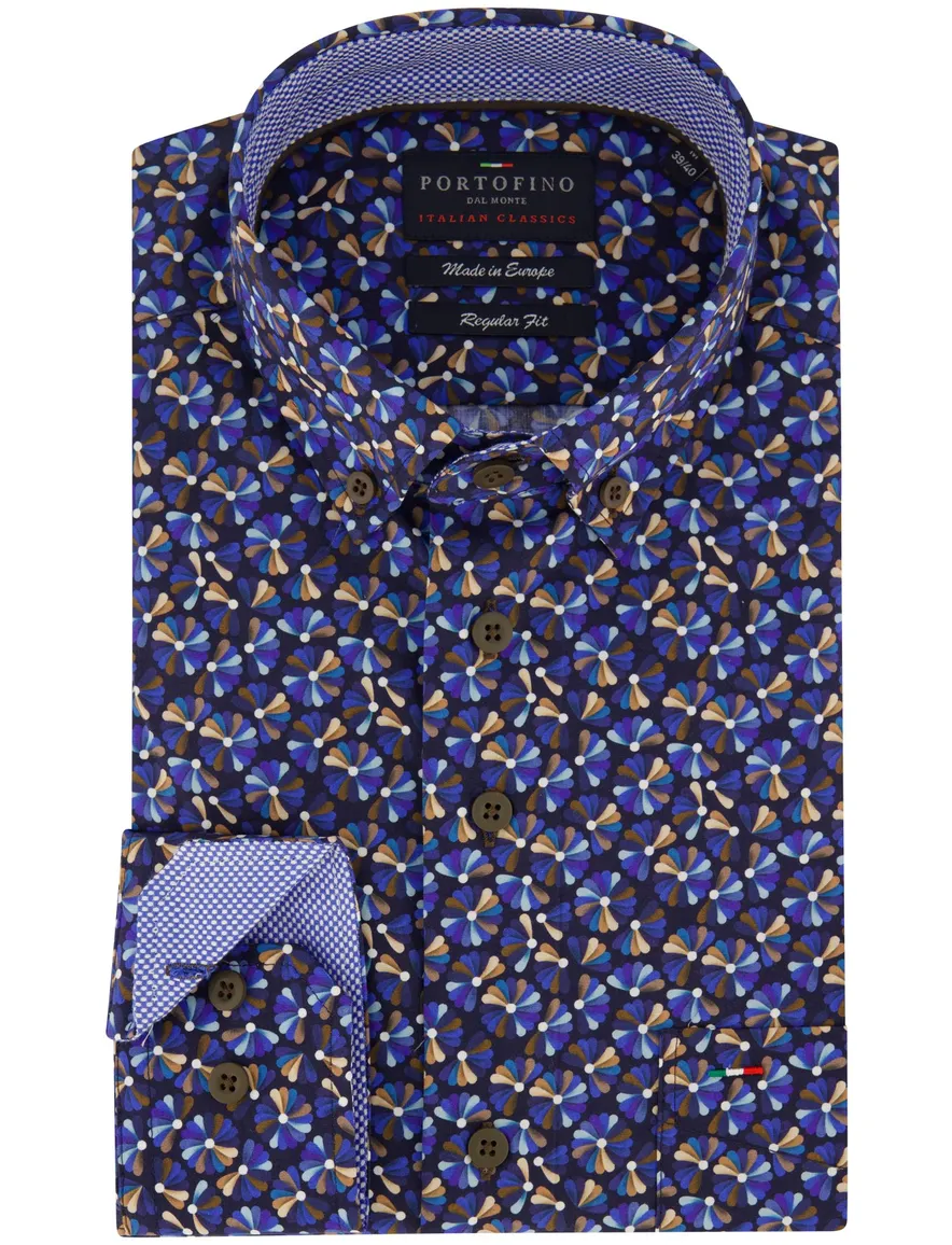 casual overhemd blauw Portofino Regular Fit
