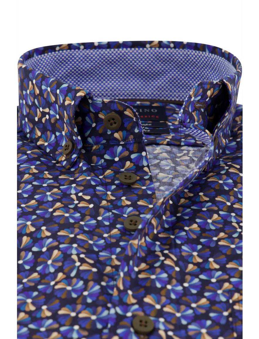 casual overhemd blauw Portofino Regular Fit