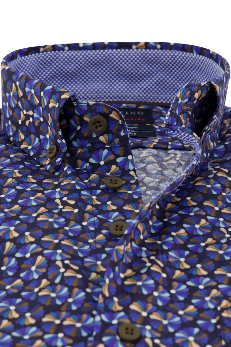 Portofino wijde fit casual overhemd blauw