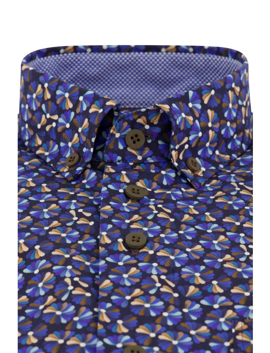 casual overhemd blauw Portofino Regular Fit