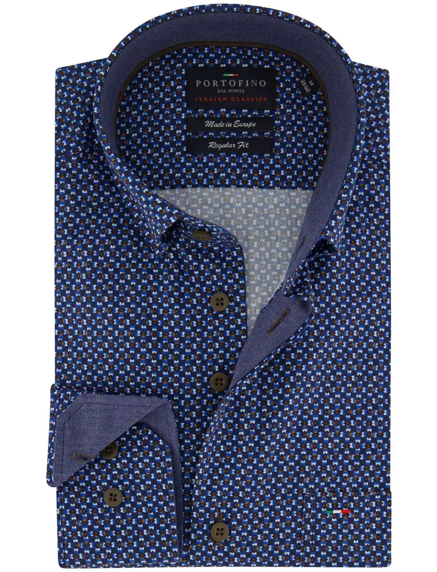 casual overhemd donkerblauw Portofino Regular Fit