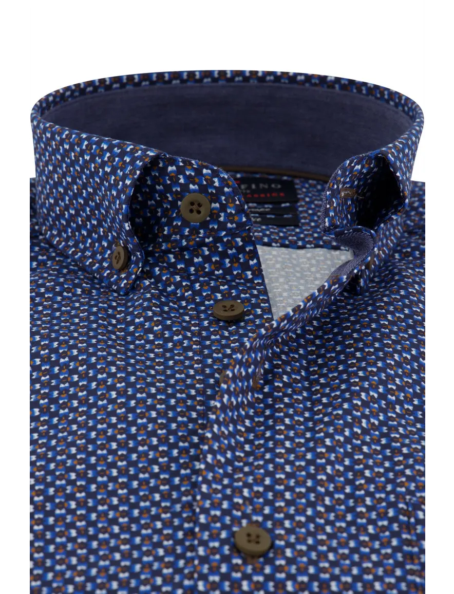 casual overhemd donkerblauw Portofino Regular Fit