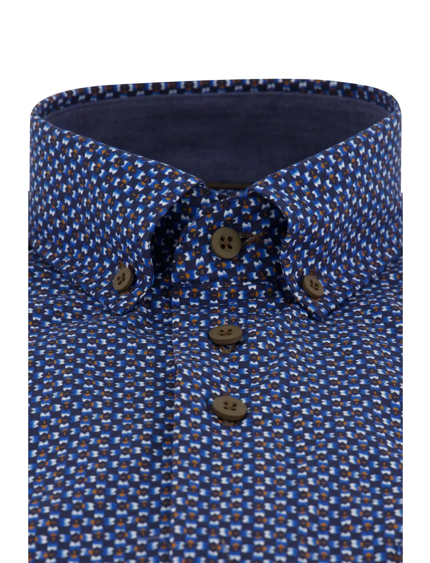 casual overhemd donkerblauw Portofino Regular Fit