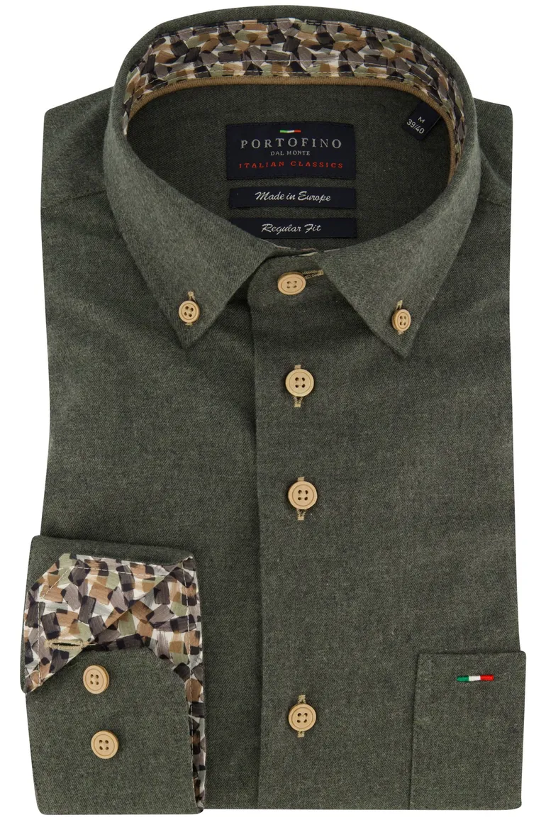 Portofino overhemd groen button-down katoen