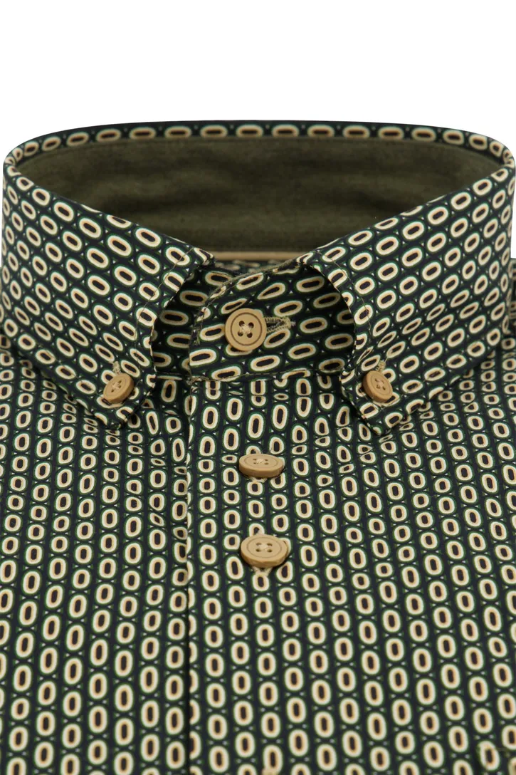 casual geprint overhemd Portofino Regular Fit groen