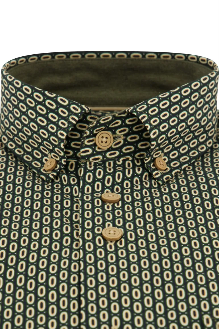 Portofino Regular Fit casual overhemd groen geprint