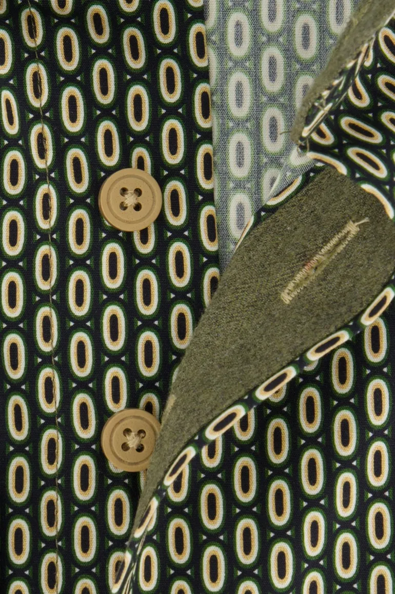 Portofino Regular Fit casual overhemd groen geprint
