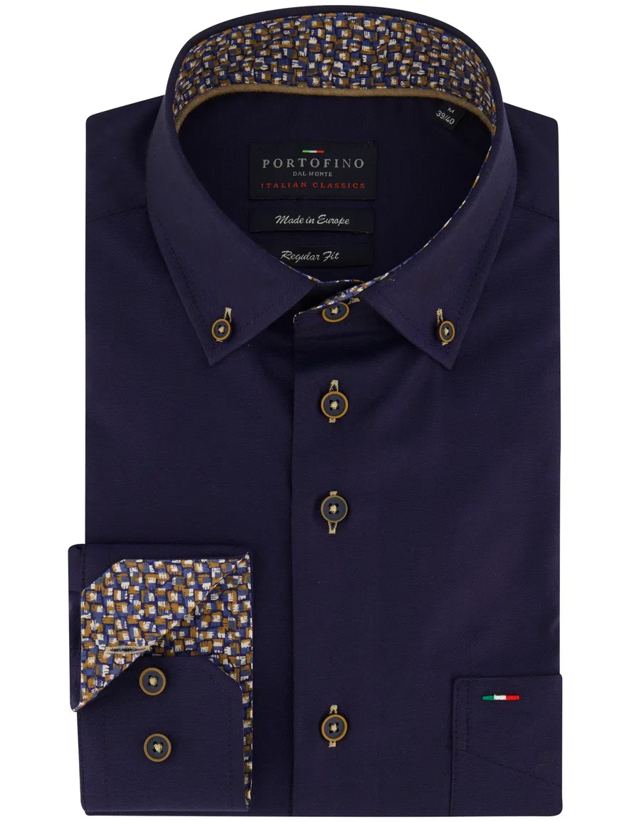 Portofino Regular Fit casual overhemd navy