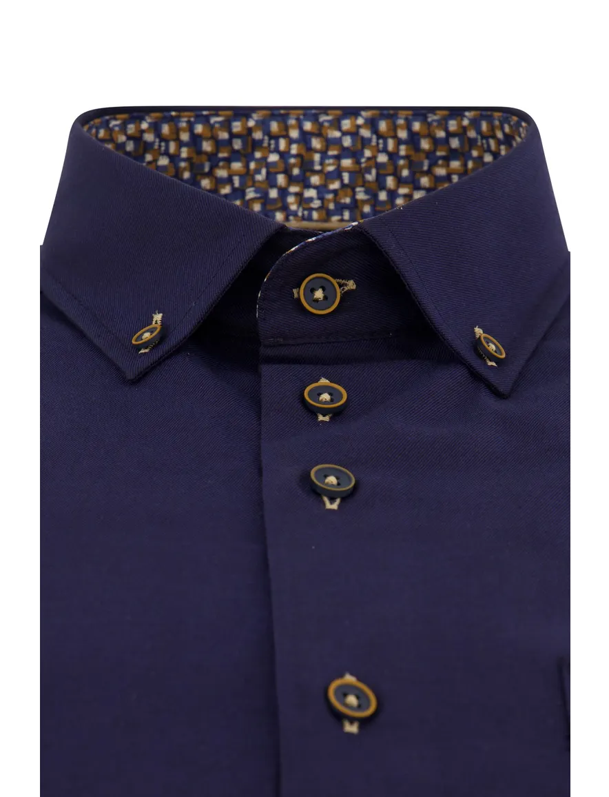 casual overhemd donkerblauw Portofino Regular Fit