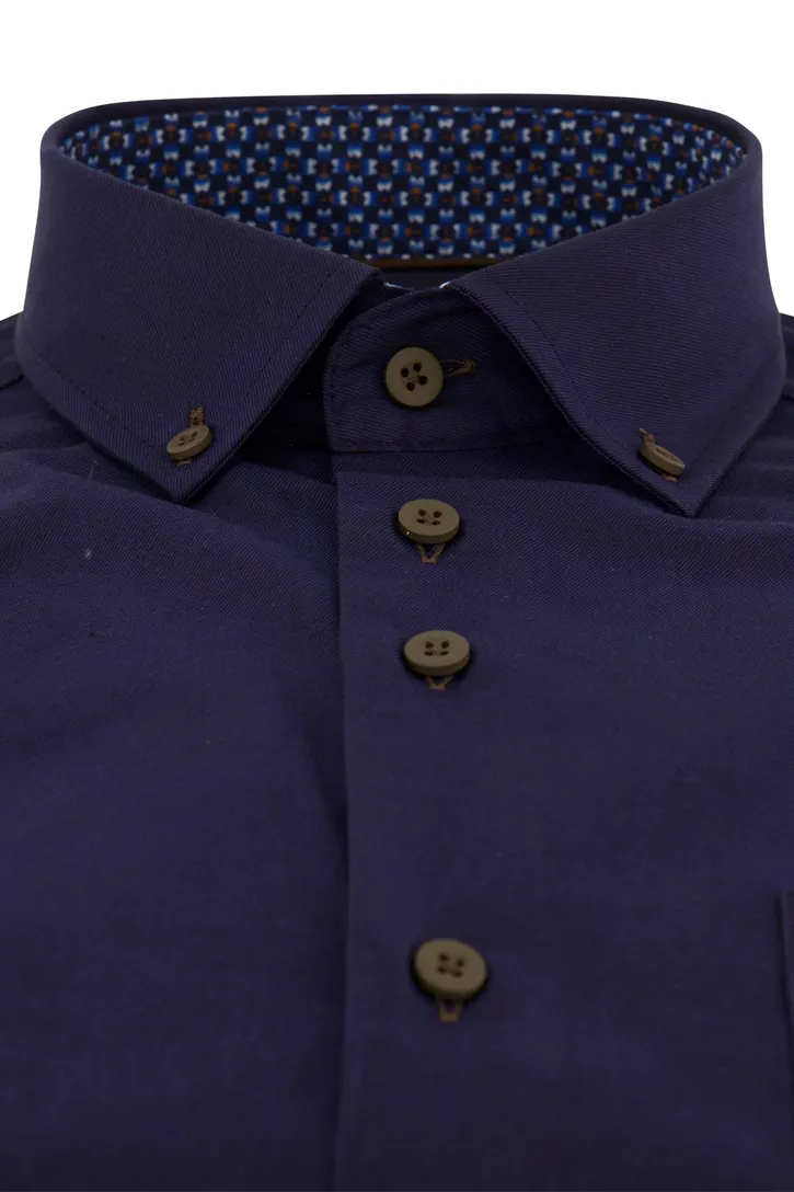 Portofino wijde fit overhemd donkerblauw button-down
