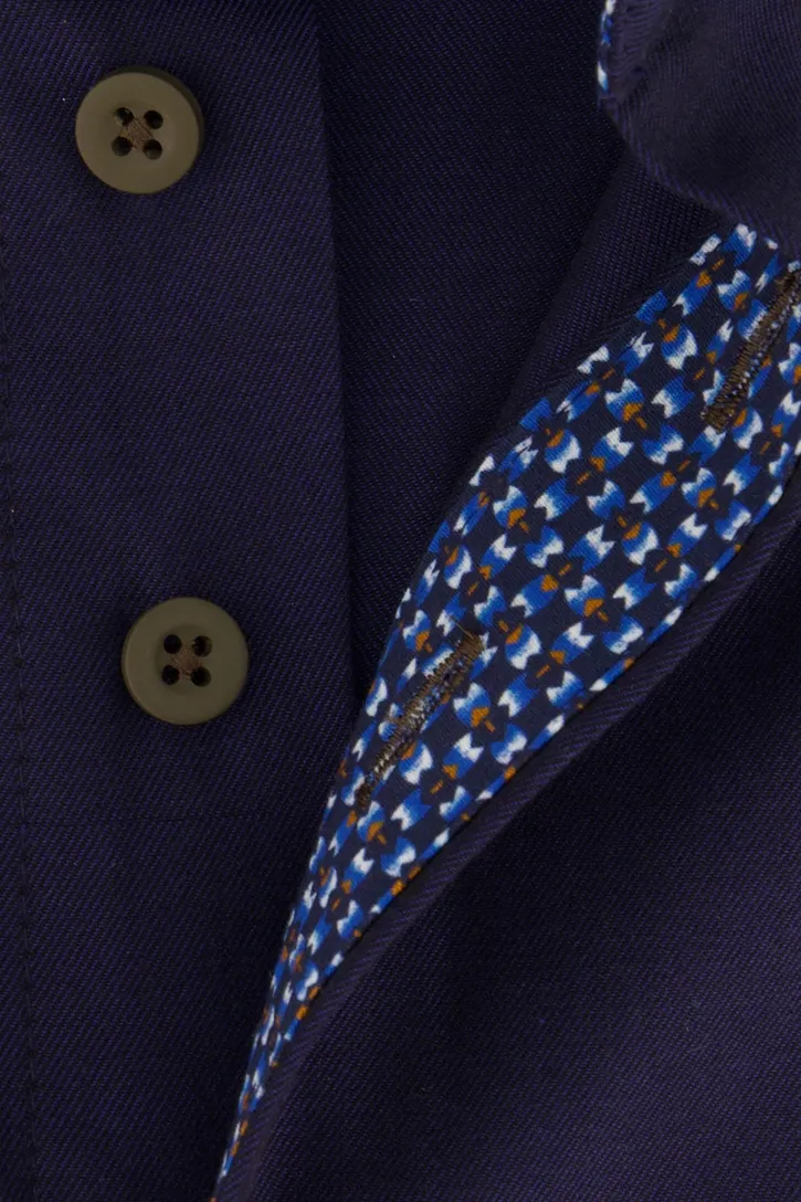 Portofino wijde fit overhemd donkerblauw button-down