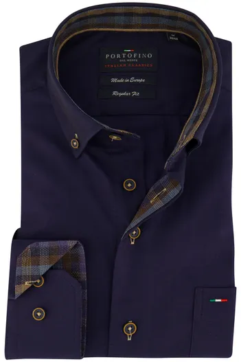 Portofino Portofino overhemd donkerblauw katoen
