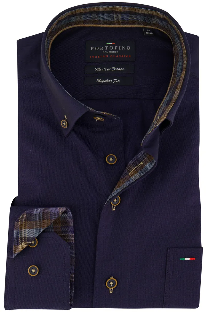 Portofino overhemd donkerblauw katoen