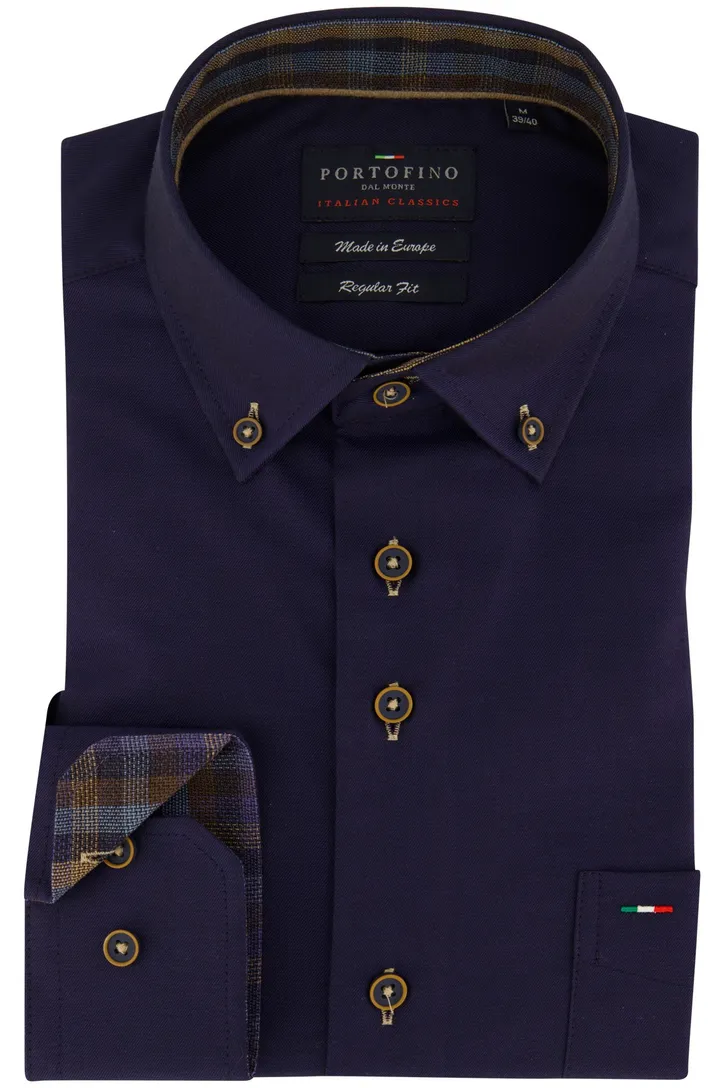 Portofino overhemd donkerblauw katoen